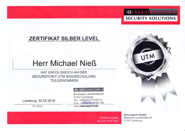 securepoint Zertifikat silber 600